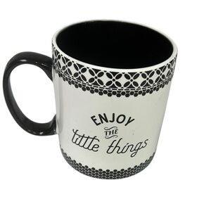 Enjoy The Little Things Black and White Ceramic Mug
